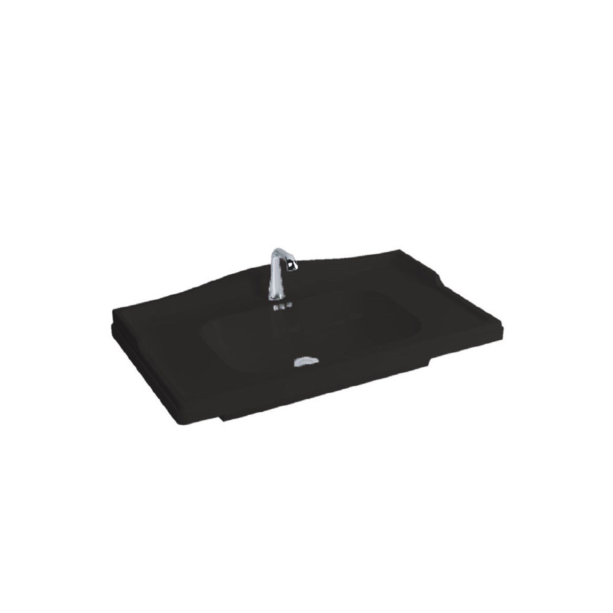 Newarc Elite Etajerli Tek Delikli Lavabo Parlak Siyah 80X46X8Cm 509080B resmi