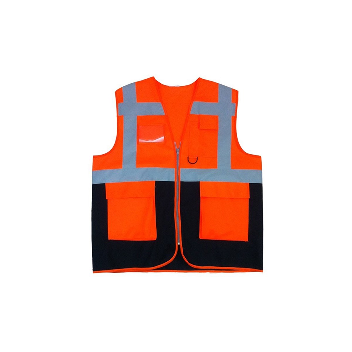 İkaz Yeleği Mühendis Tipi Çift Renk Turuncu-Lacivert resmi