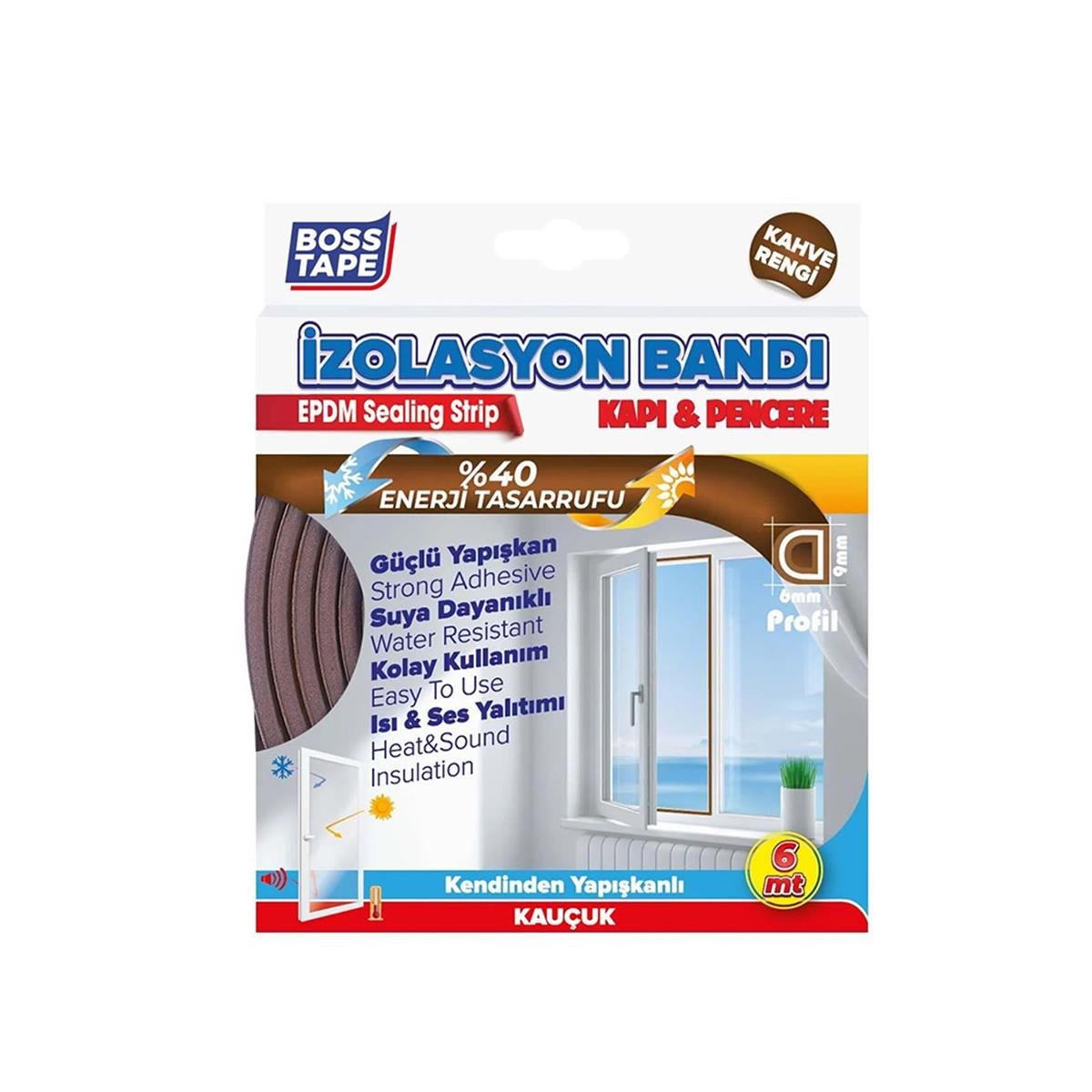 Boss Tape Kapı ve Pencere İzolasyon Bandı - Fitili 6 Metre Kahve resmi