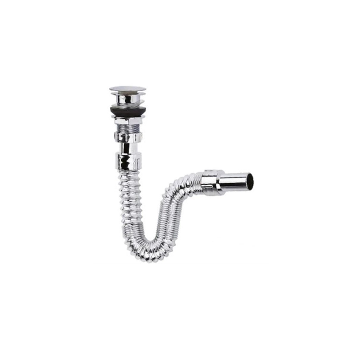 Krom Kaplı Pop-up Koku Stoplu Körüklü Lavabo Sifonu resmi