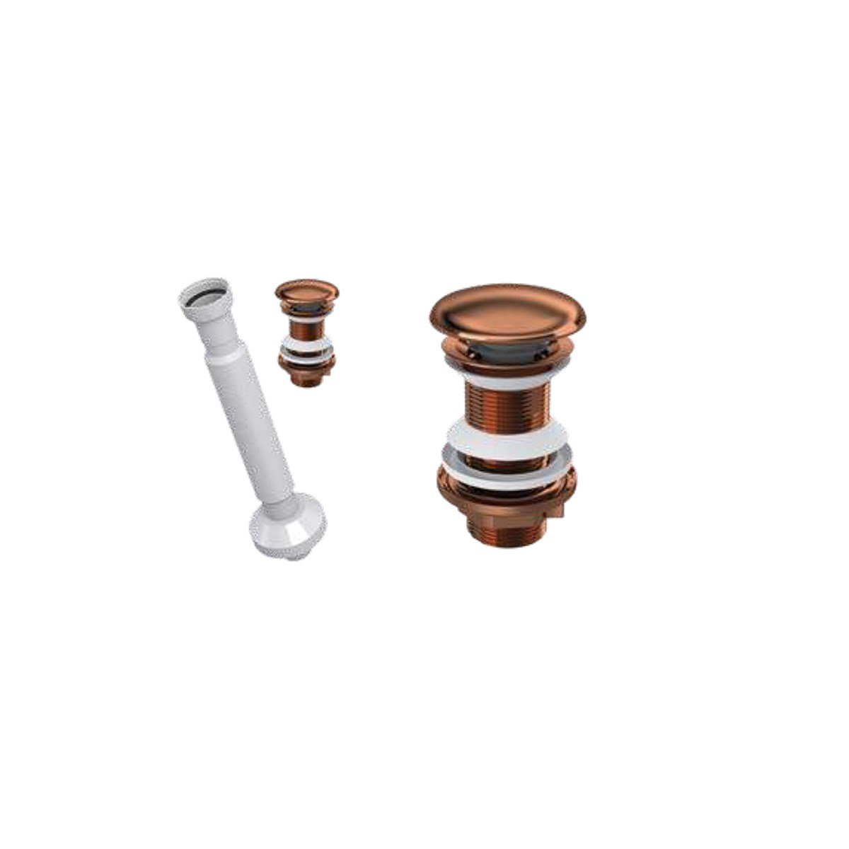 Elixir Pop Up Sifon Seramik Başlıklı Bronz ve Körüklü Gider Borusu Taşma Deliksiz resmi