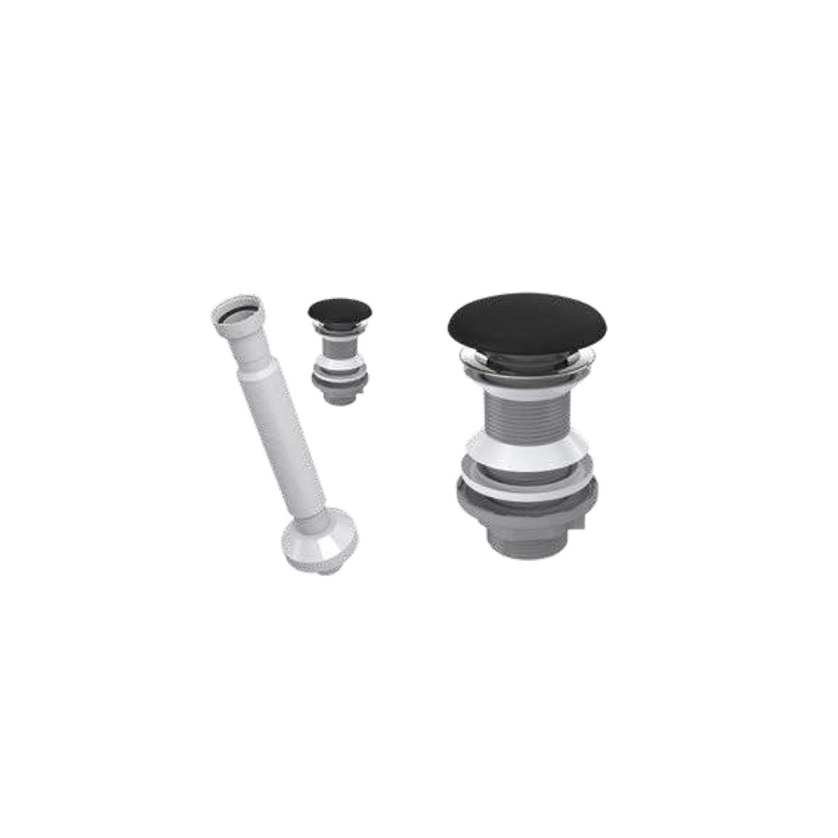 Elixir Pop Up Sifon Seramik Başlıklı Mat Siyah ve Körüklü Gider Borusu Taşma Deliksiz resmi