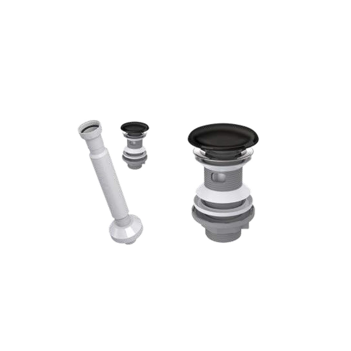 Elixir Pop Up Sifon Seramik Başlıklı Parlak Siyah ve Körüklü Gider Borusu Taşma Delikli resmi