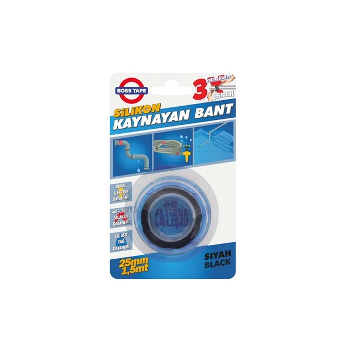 Boss Tape Silikon Kaynayan Bant Siyah 25mmx1,5mt resmi