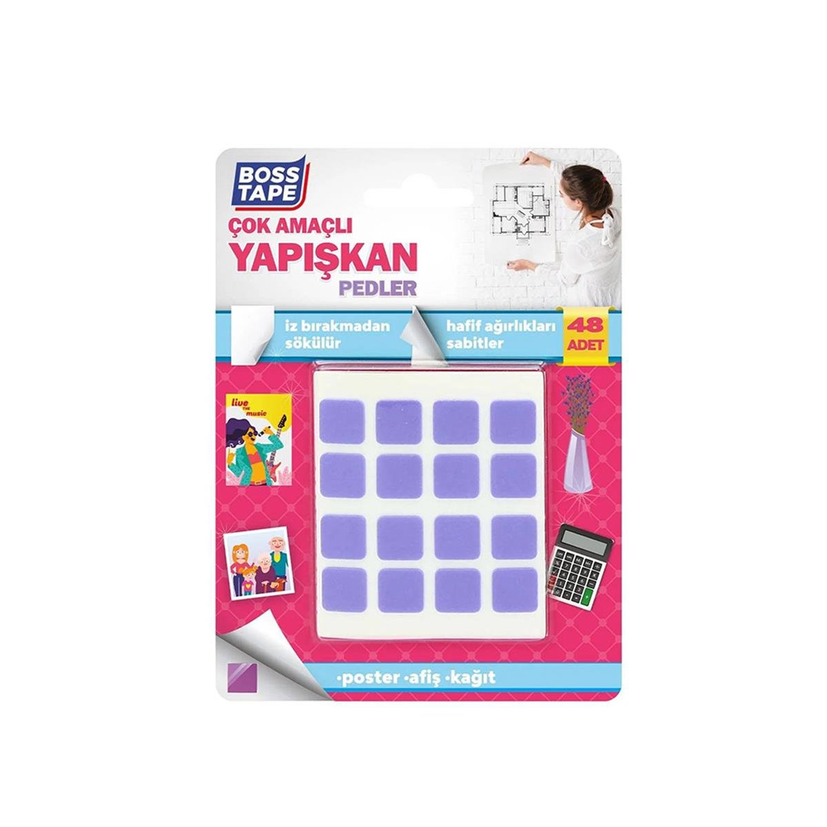 Boss Tape Çok Amaçlı Sök Tak Yapışkan Pedler 12mmx12mm resmi