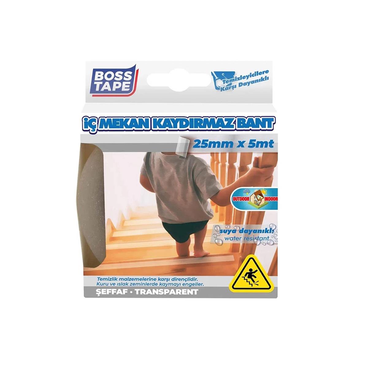 Boss Tape İç Mekan Şeffaf Merdiven Kaydırmazlık Bandı 25mmx5mt resmi