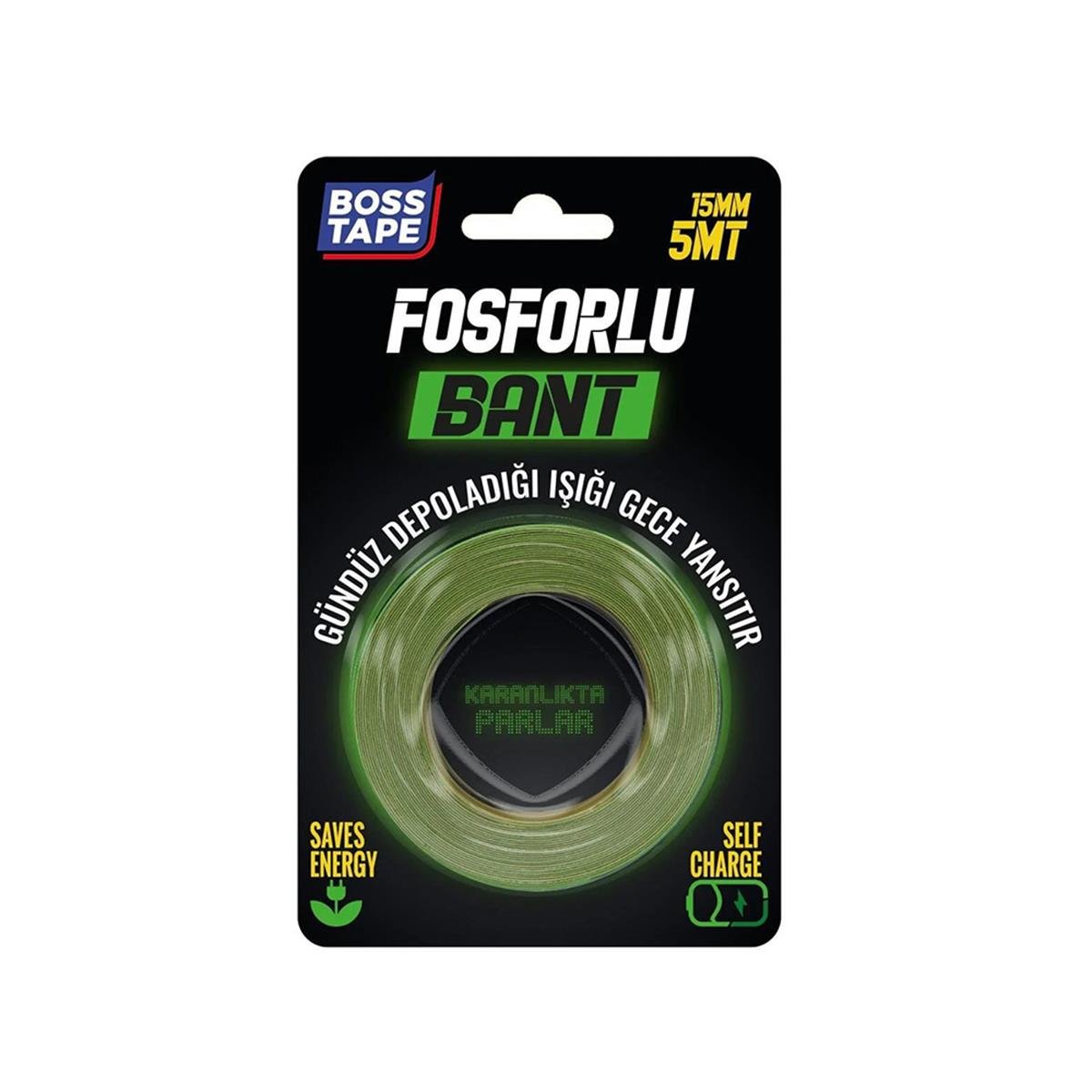 Boss Tape Fosforlu Bant 15mmx5mt resmi