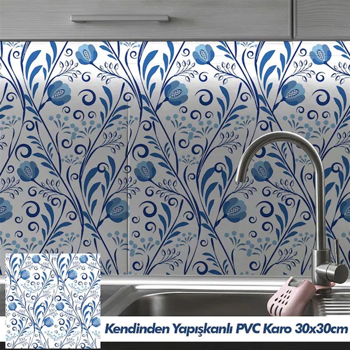 Boss Tape Yapışkanlı Pvc Karo Tradıtıonal Blue 30x30cm resmi