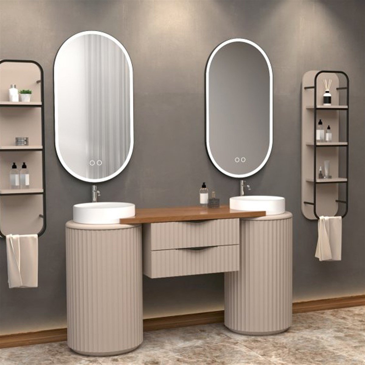 Aquanil Lotus Duo 150 Cm Banyo Dolabı - Vizon resmi