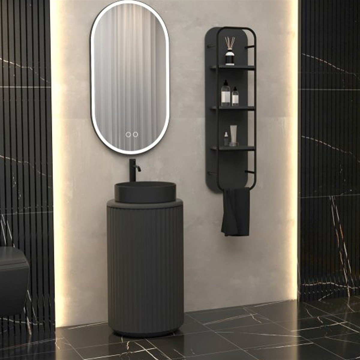 Aquanil Lotus 42 Cm Banyo Dolabı - Antrasit resmi