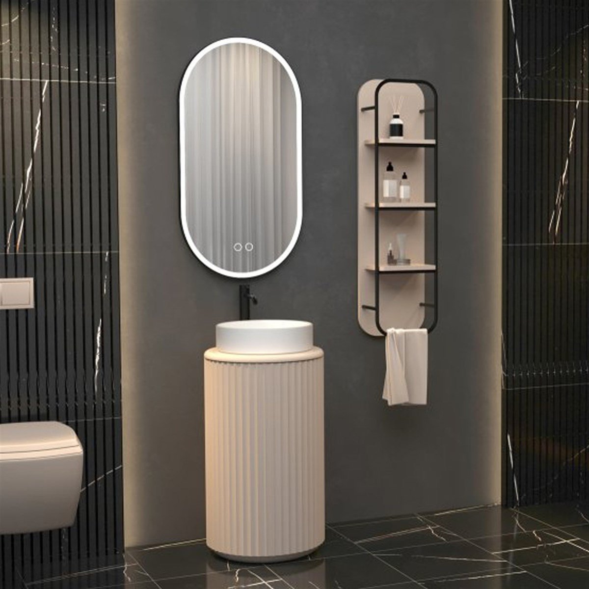 Aquanil Lotus 42 Cm Banyo Dolabı - Vizon resmi