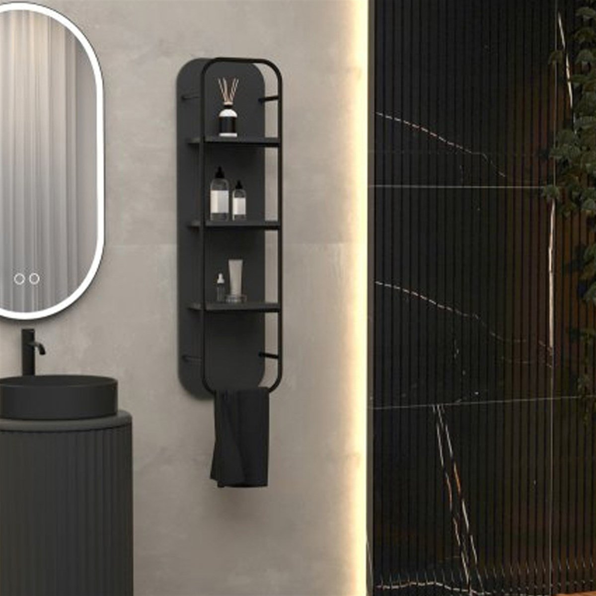 Aquanil Lotus Duo Raflı Modül - Antrasit resmi