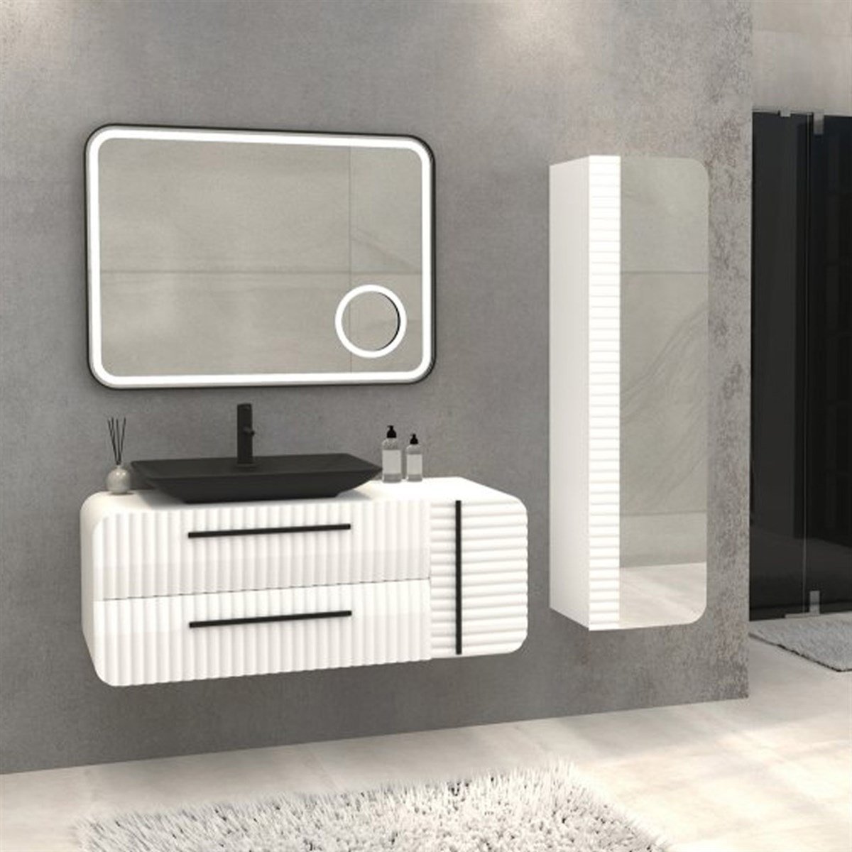 Aquanil Anemon 110 Cm Banyo Dolabı - Beyaz resmi