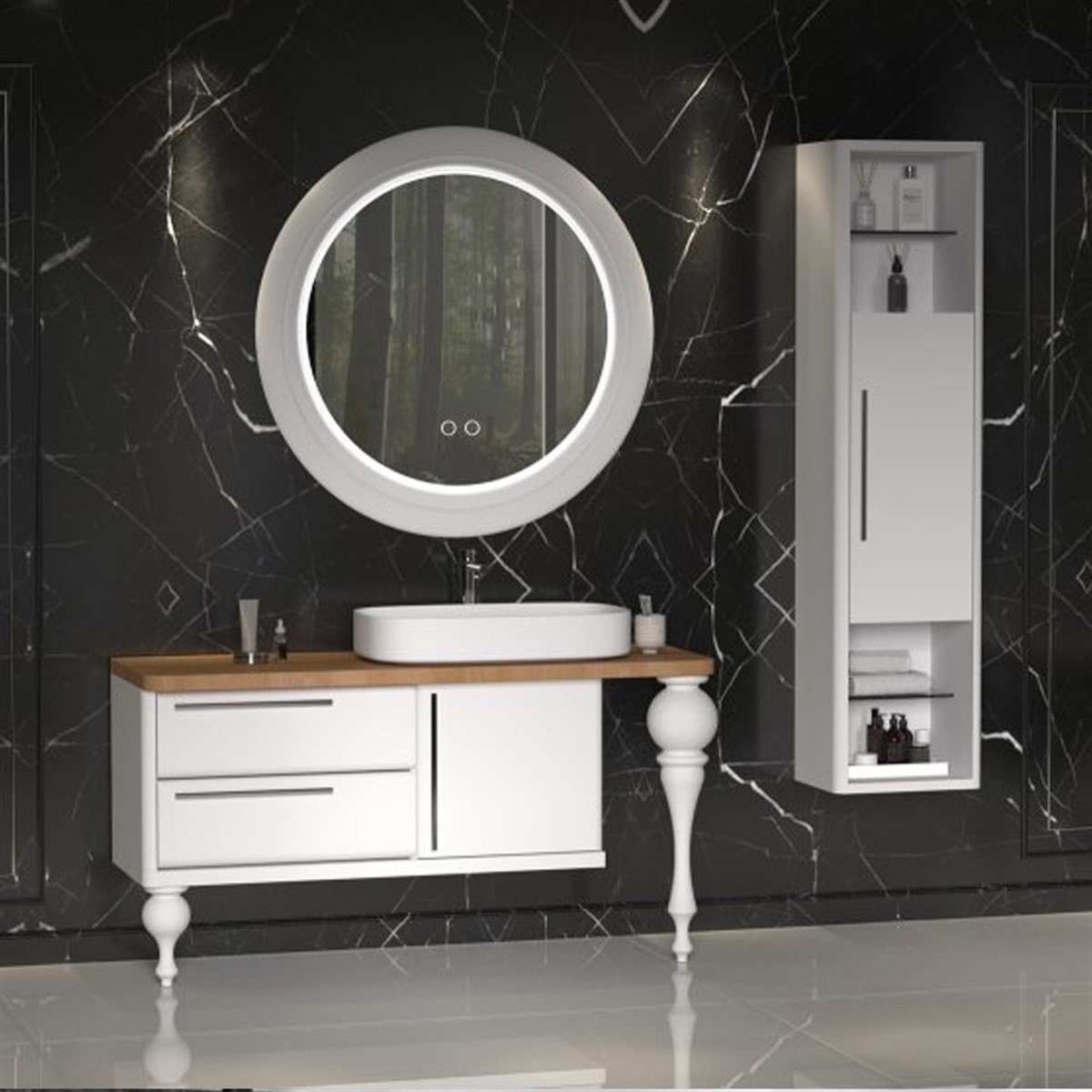 Aquanil Prestige 140 Cm Banyo Dolabı - Beyaz resmi