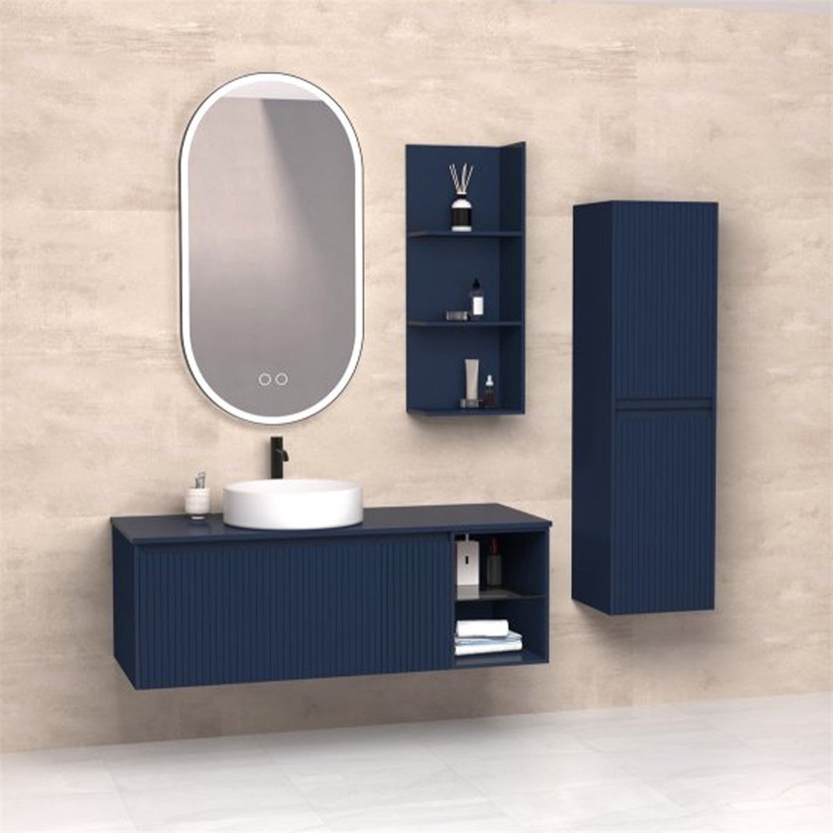Aquanil Almonde 120 Cm Banyo Dolabı - Lacivert resmi