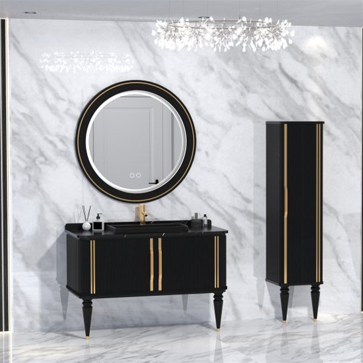 Aquanil Lauro 120 Cm Banyo Dolabı - Siyah resmi