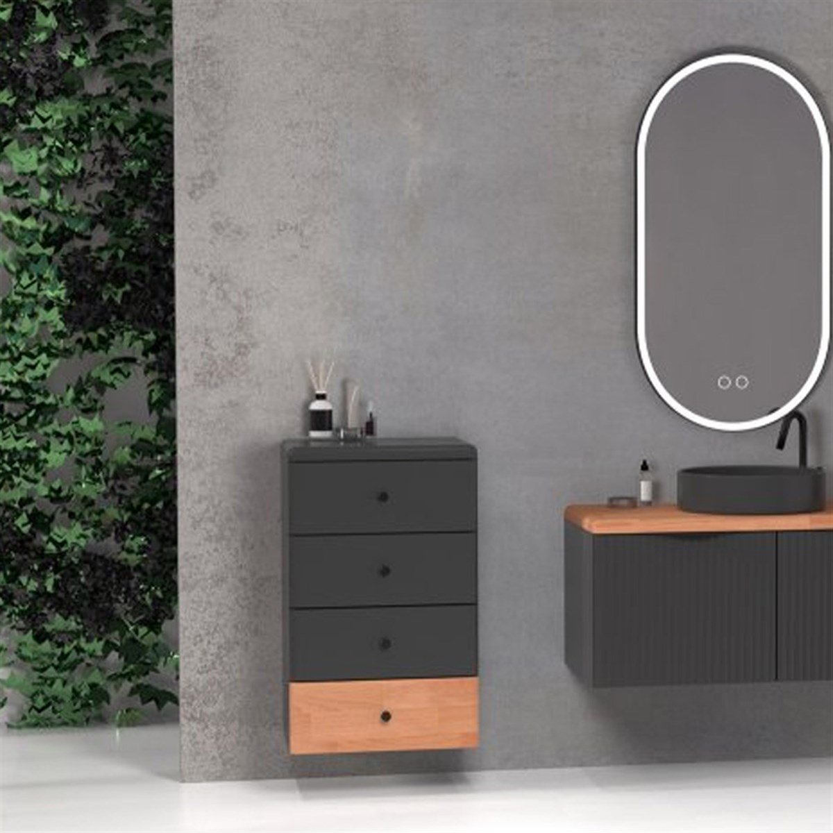 Aquanil Belissimo Yan Ünite - Antrasit/kayın resmi