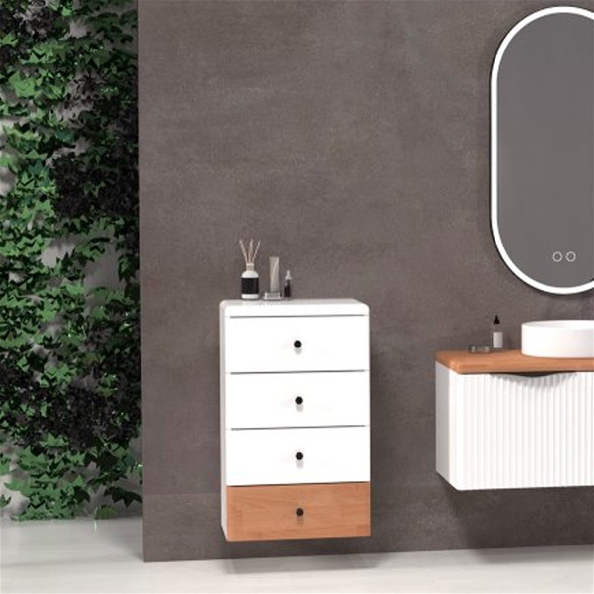 Aquanil Belissimo Yan Ünite - Beyaz/kayın resmi