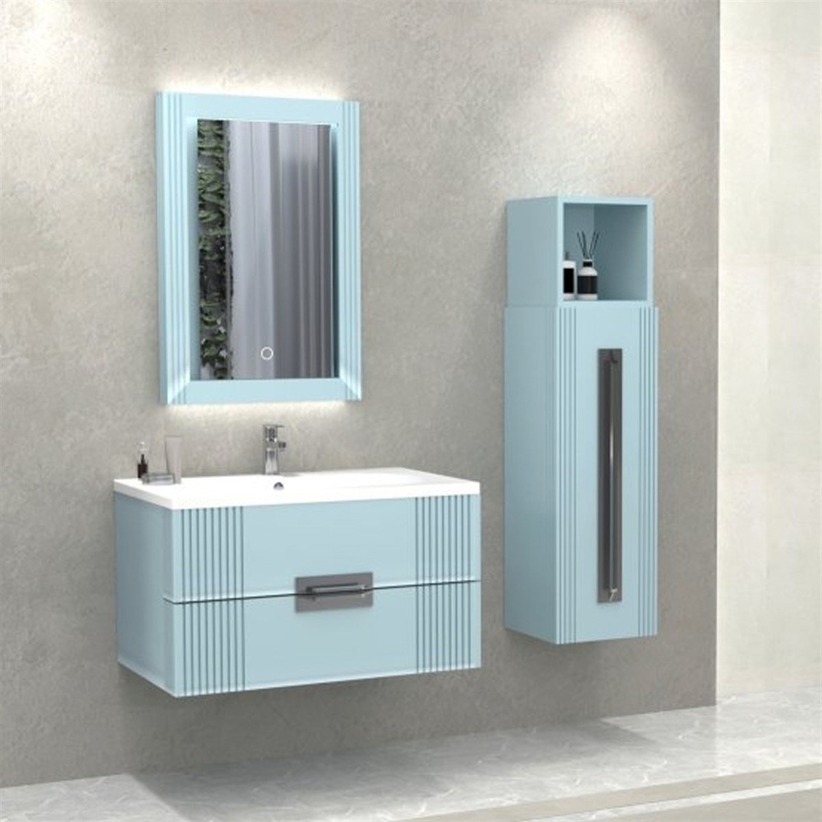 Aquanil Nueva 80 Cm Banyo Dolabı - Turkuaz resmi