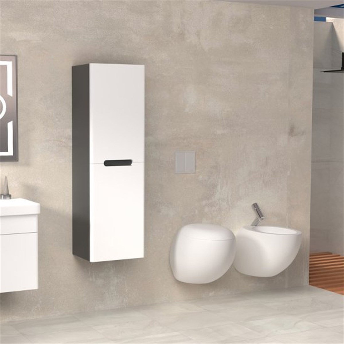 Aquanil Olimpia Boy Dolabı - Antrasit/beyaz resmi