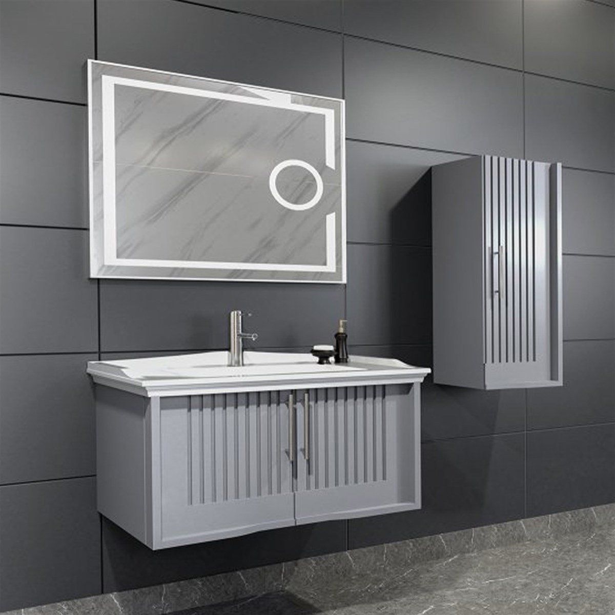 Aquanil Sagra 80 Cm Banyo Dolabı - Gri resmi