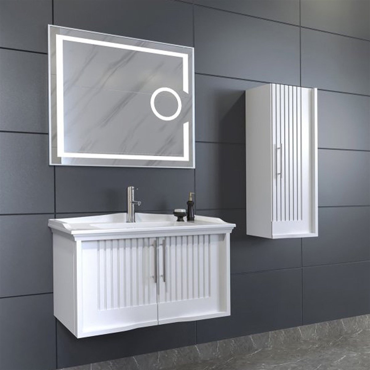 Aquanil Sagra 80 Cm Banyo Dolabı - Beyaz resmi