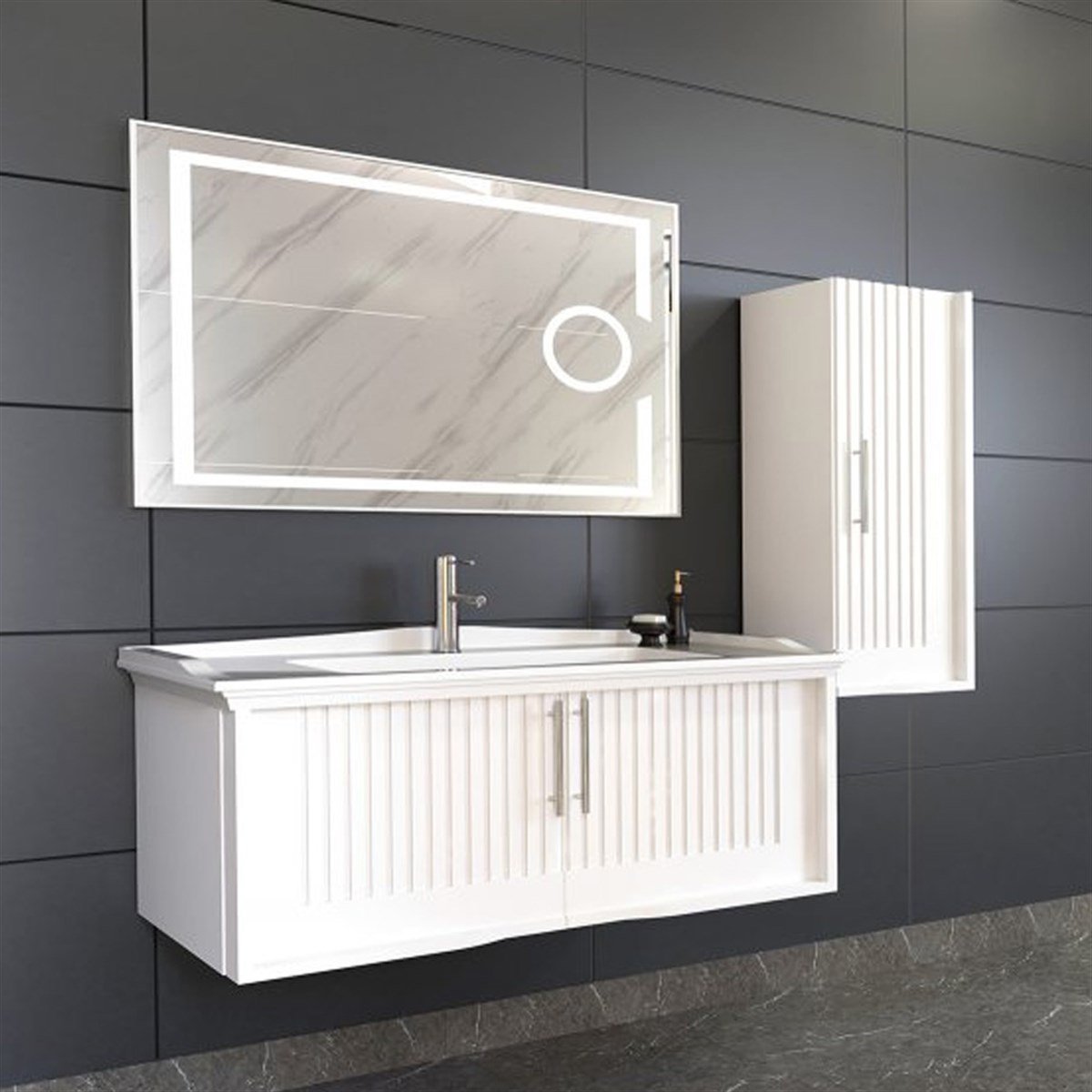 Aquanil Sagra 100 Cm Banyo Dolabı - Beyaz resmi