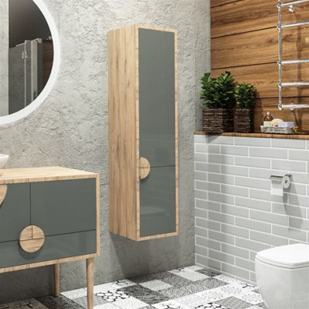 Aquanil Bolivya Boy Dolabı - Antrasit/dorado resmi