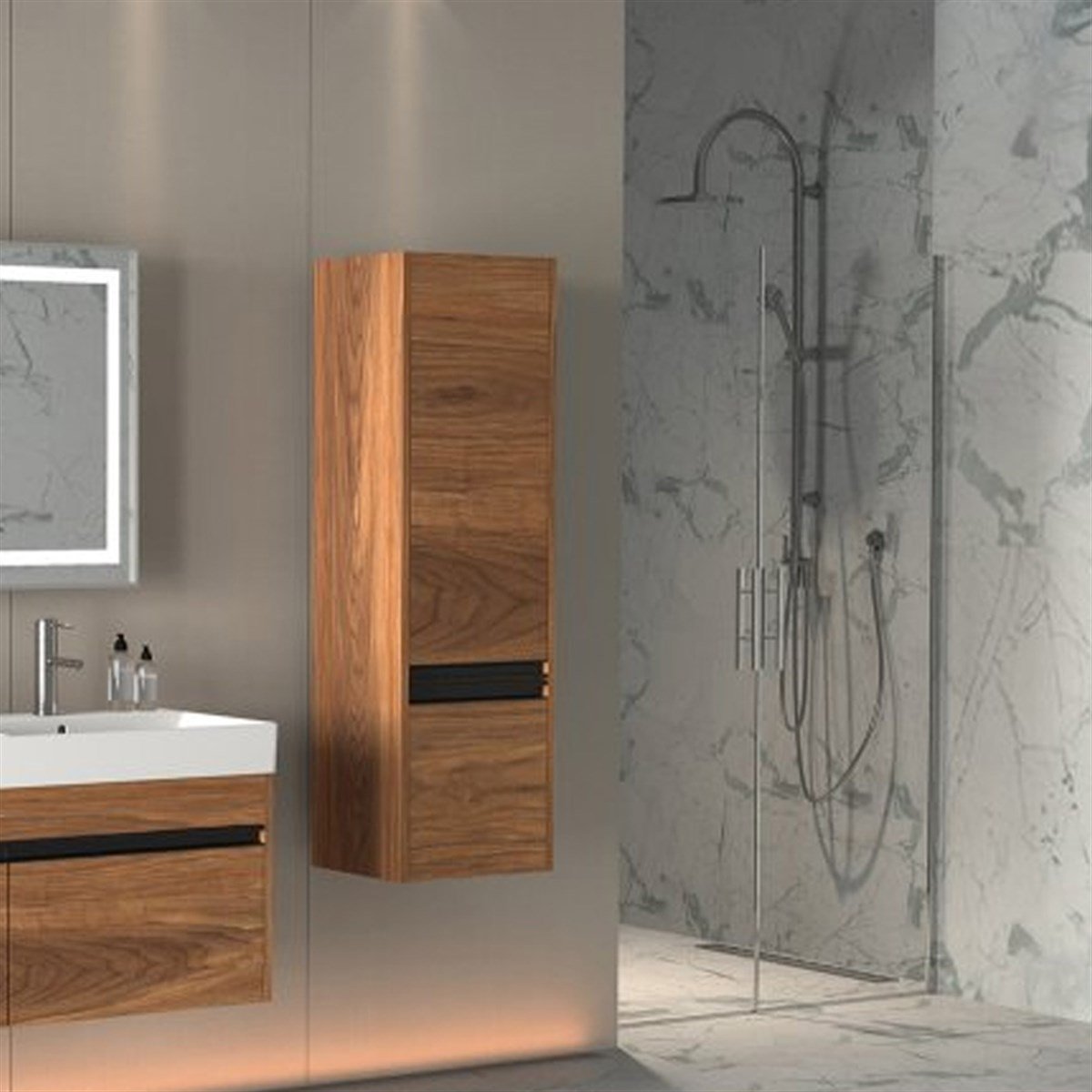 Aquanil venti Boy Dolabı - Ceviz resmi