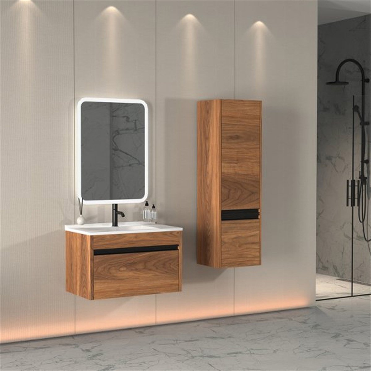 Aquanil Duenos 75 Cm Banyo Dolabı - Ceviz resmi