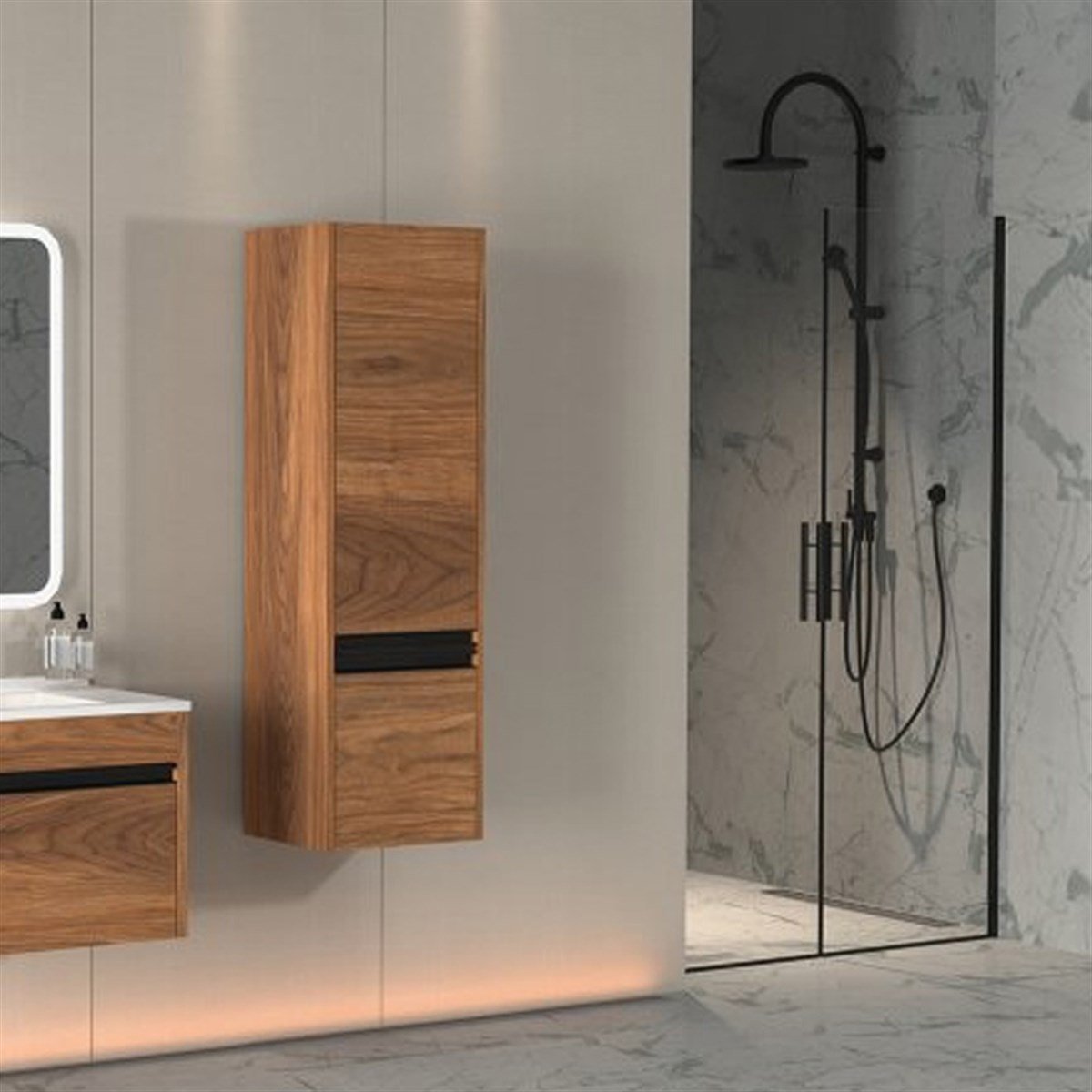 Aquanil Duenos Boy Dolabı - Ceviz resmi