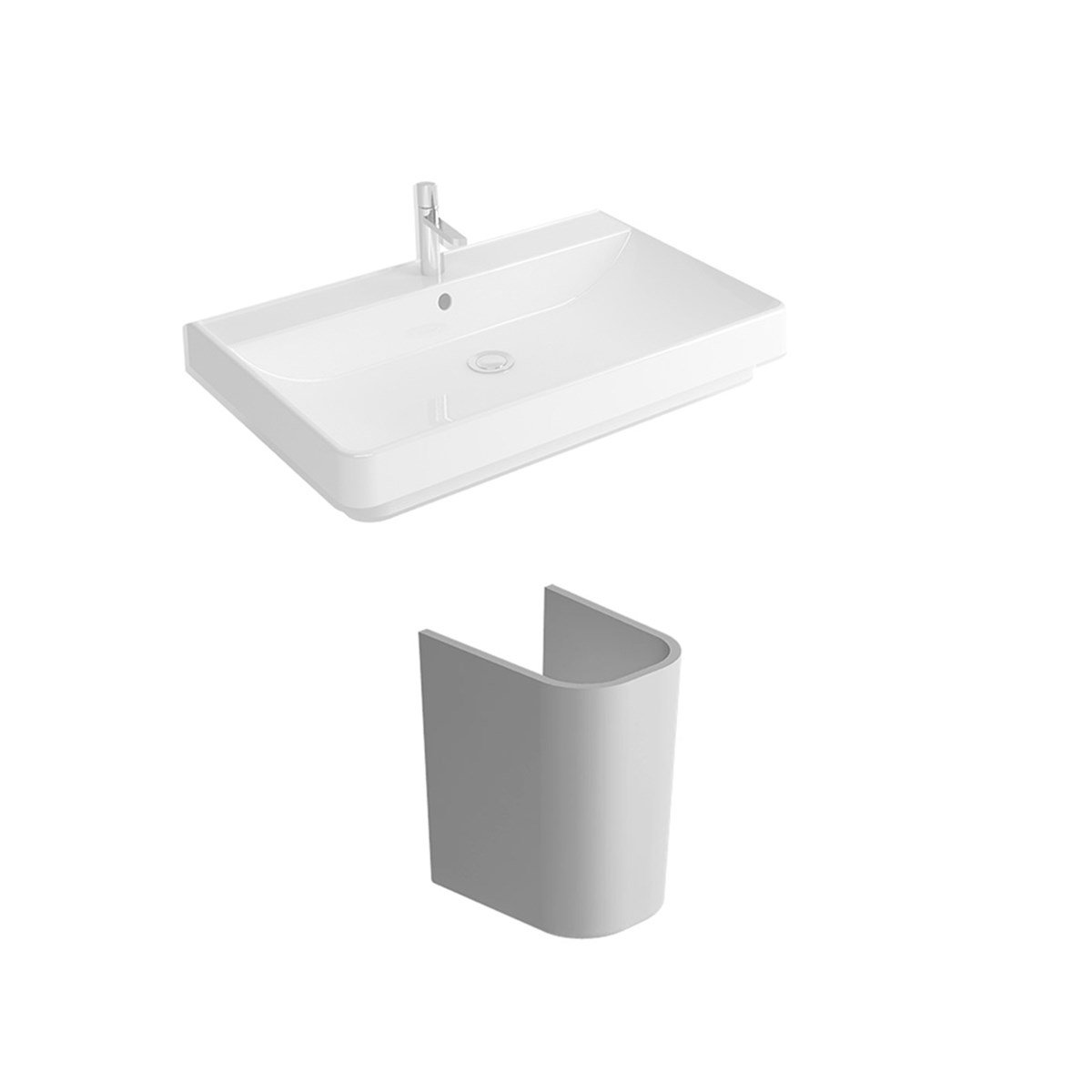 Newarc Pixel Yarım Ayaklı Lavabo 65x46x6,5 Cm 502065+ Compact Lavabo Ayak Com.a012 resmi