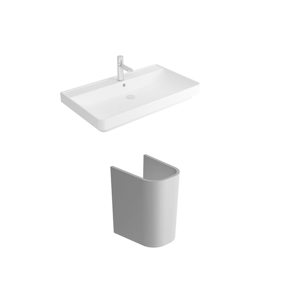 Newarc Pixel Yarım Ayaklı Lavabo 80x46x6,5 Cm 502080+ Compact Lavabo Ayak Com.a012 resmi