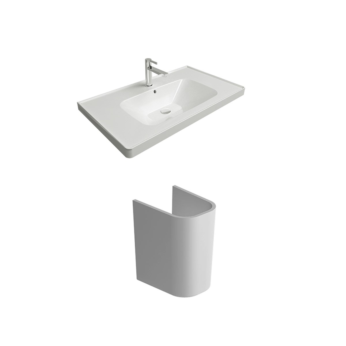 Newarc Newline Yarım Ayaklı Lavabo 80x45x4,5 Cm New.l.080+ Compact Lavabo Ayak Com.a012 resmi