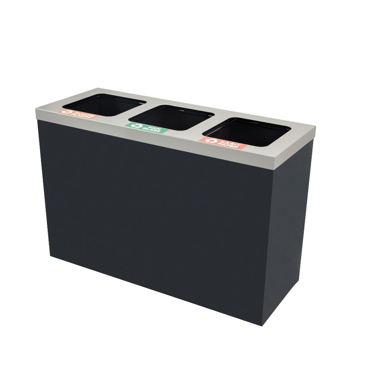 Maxiflow 3 Bölmeli Boyalı Geri Dönüşüm Atık Kovası Kare Kapak 18249 resmi