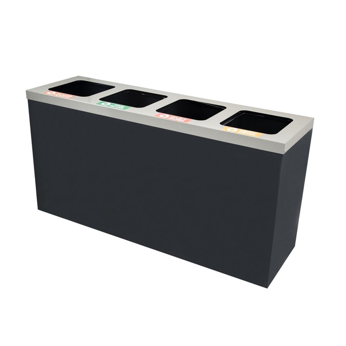 Maxiflow 4 Bölmeli Boyalı Geri Dönüşüm Atık Kovası Kare Kapak 32332  resmi