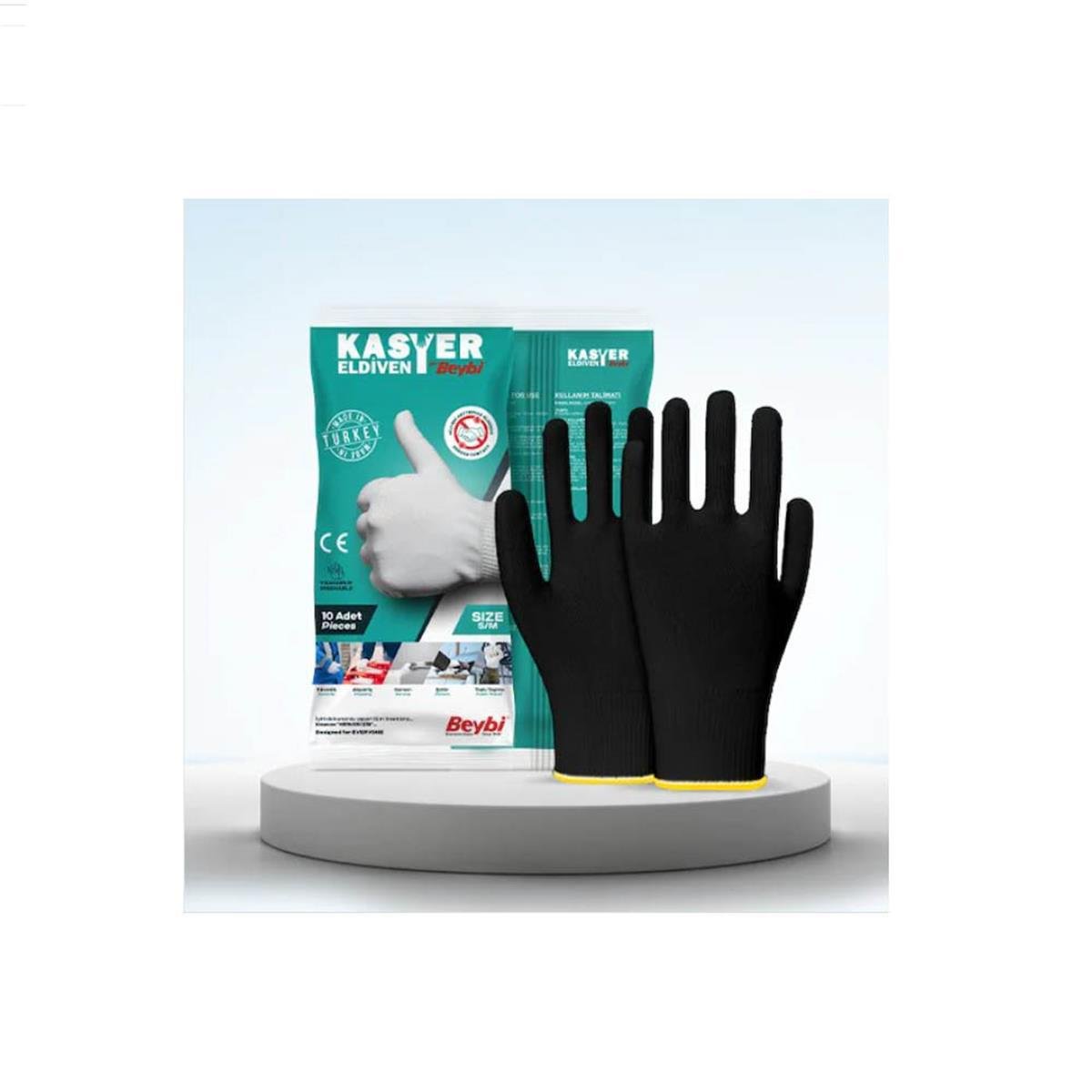 Beybi Yıkanabilir Kasiyer Eldiveni Siyah 10'lu resmi