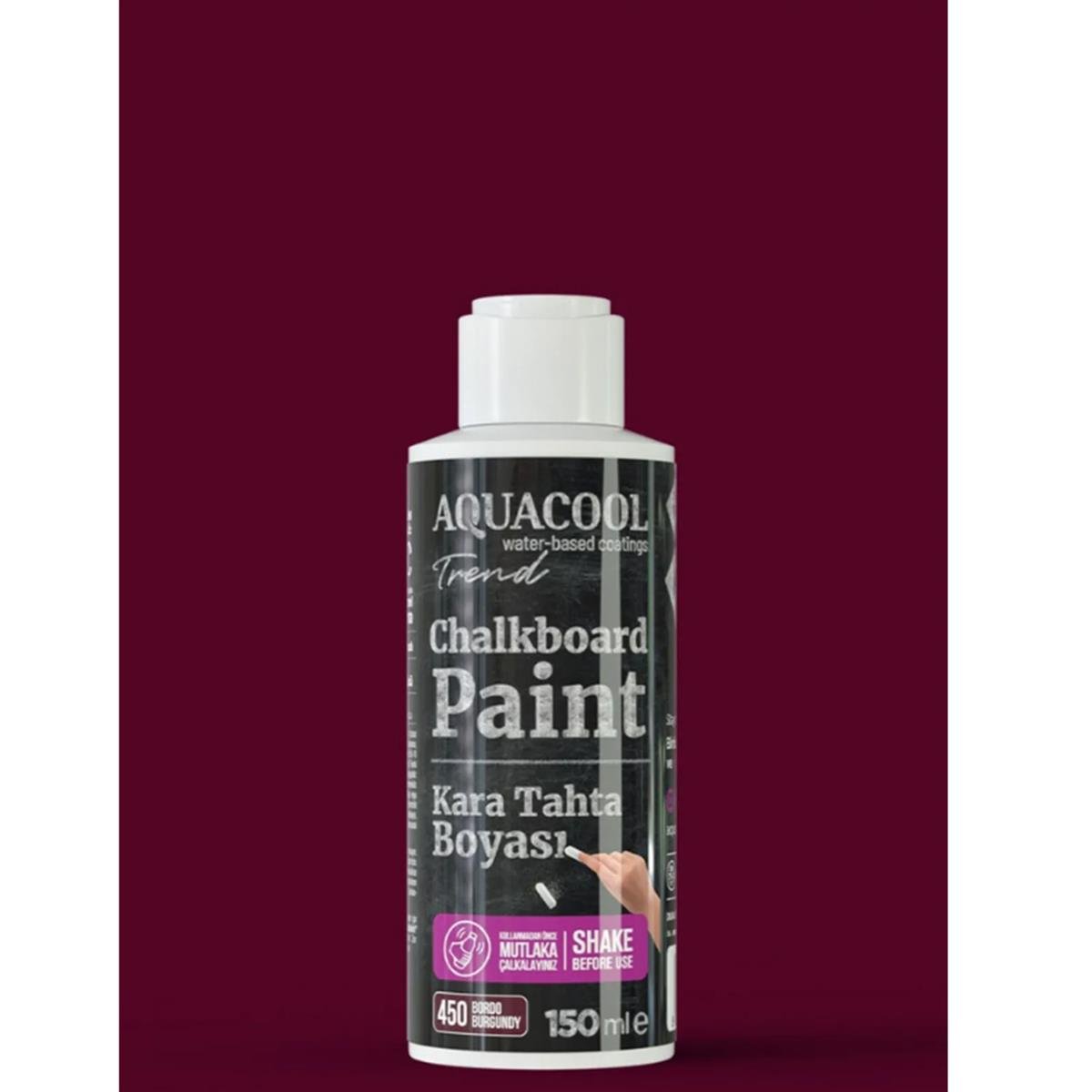Aquacool Trend Kara Tahta Boyası 150 ML 450 Bordo resmi
