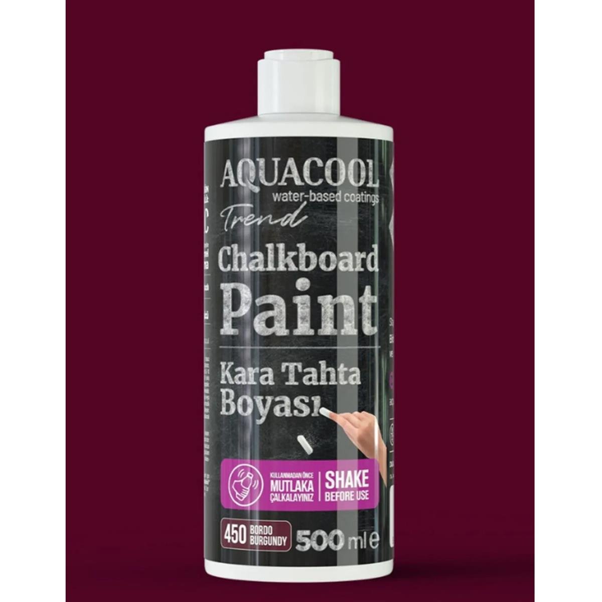 Aquacool Trend Kara Tahta Boyası 500 ML 450 Bordo resmi