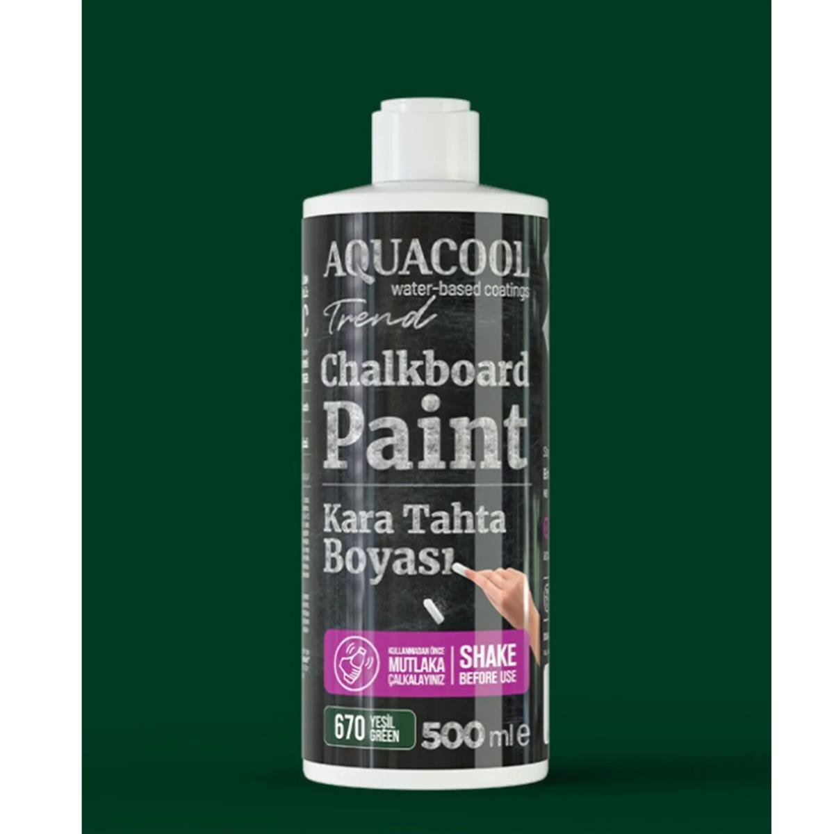 Aquacool Trend Kara Tahta Boyası 500 ML 670 Yeşil resmi