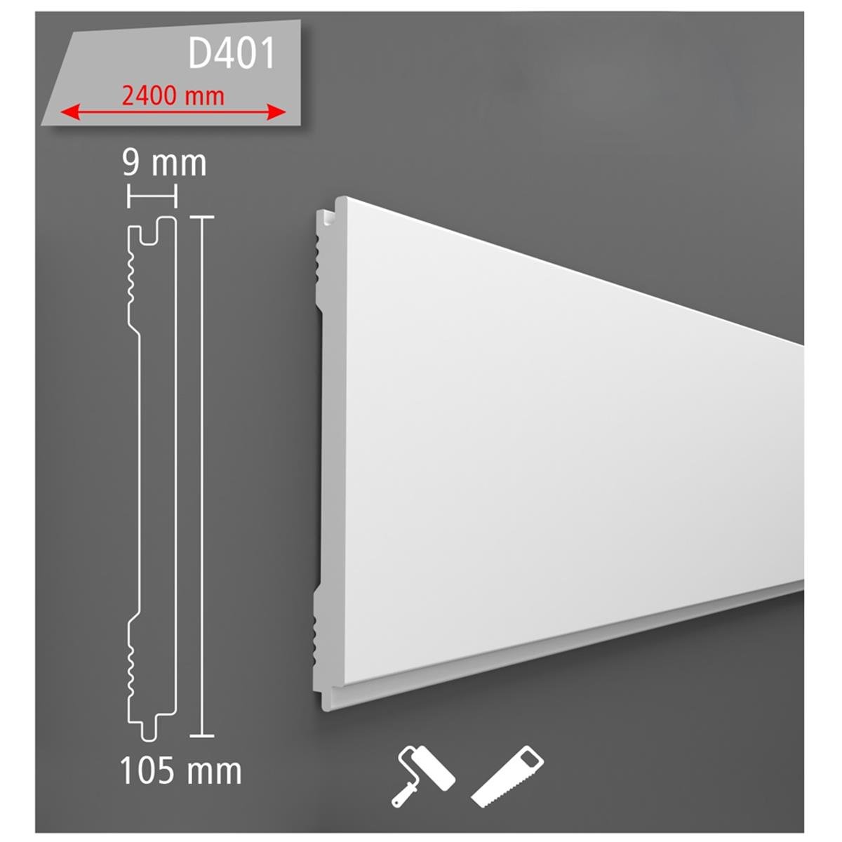 Boyanabilir Tavan ve Duvar Lambri 10,5 cm (1 Boy 290 cm) D401-301 resmi