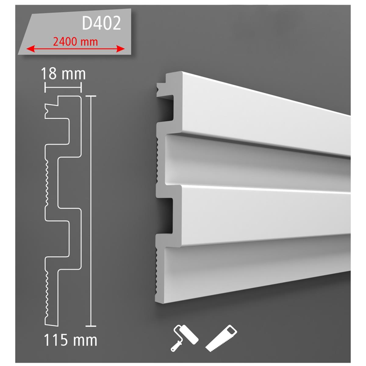 Boyanabilir Tavan ve Duvar Lambri 11,5 cm (1 Boy 290 cm) D402-301 resmi