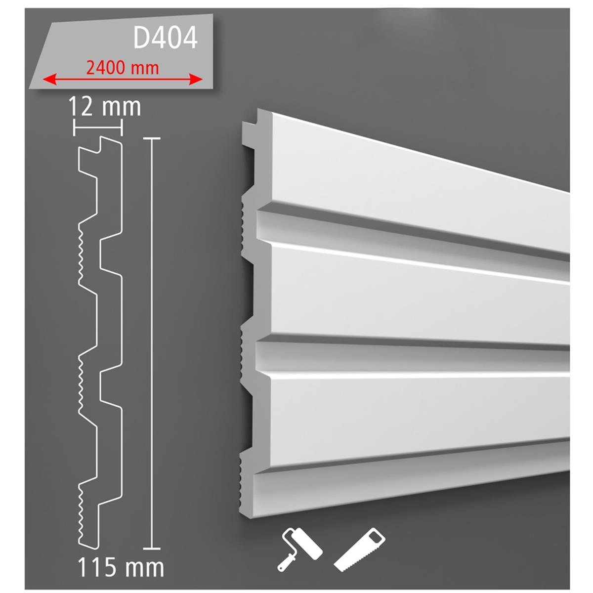 Boyanabilir Tavan ve Duvar Lambri 11,5 cm (1 Boy 290 cm) D404-301 resmi