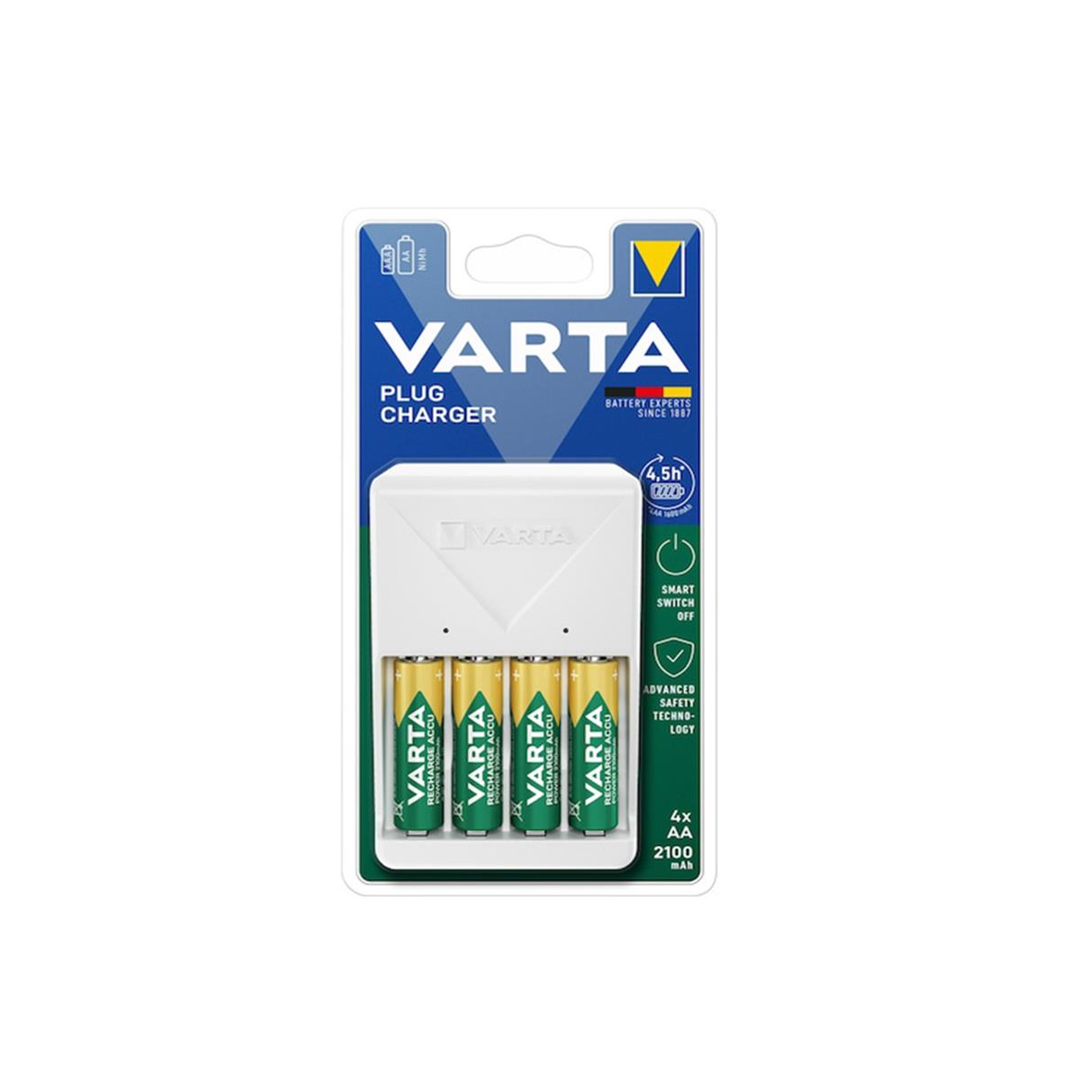 Varta Plug Şarj Cihazı + 4xaa Pil 2100mah 57657-101-451 resmi