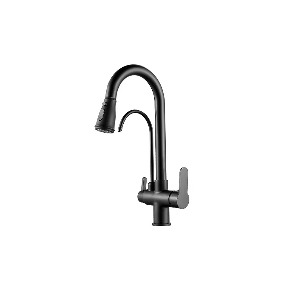 Newarc Newart Spiralli Arıtma Su Girişli Eviye Bataryası Siyah 150589SPB resmi