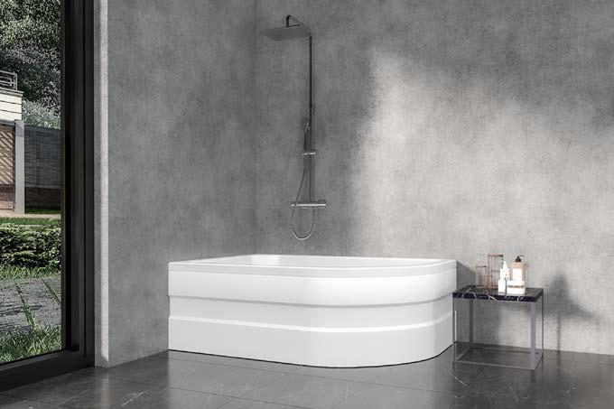 Aquanil Tureng Asimetrik Küvet Beyaz 75x140cm resmi