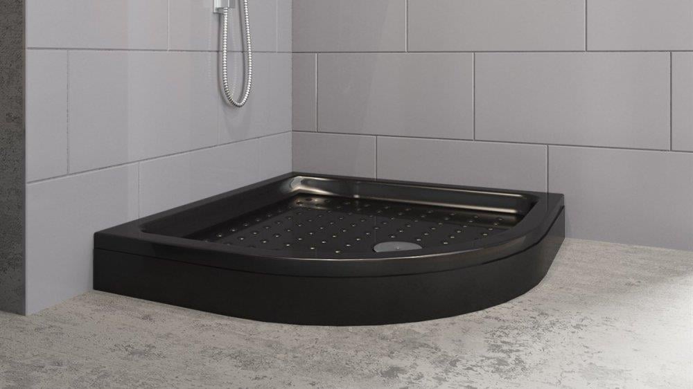 Aquanil Bony Panelli Oval Duş Teknesi Siyah 70x70cm resmi