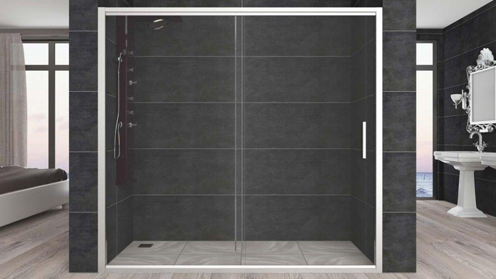 Aquanil Carmen 6mm İki Duvar Arası Krom Profil Şeffaf Cam Duşakabin 110-135cm Arası resmi