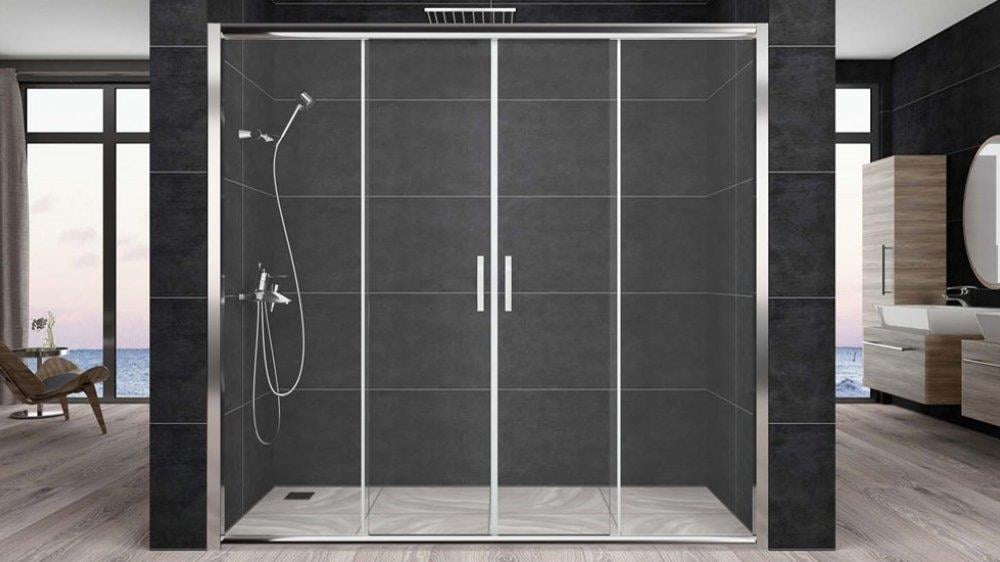 Aquanil Trend 6mm İki Duvar Arası Krom Profil Şeffaf Cam Duşakabin 150-175cm Arası resmi