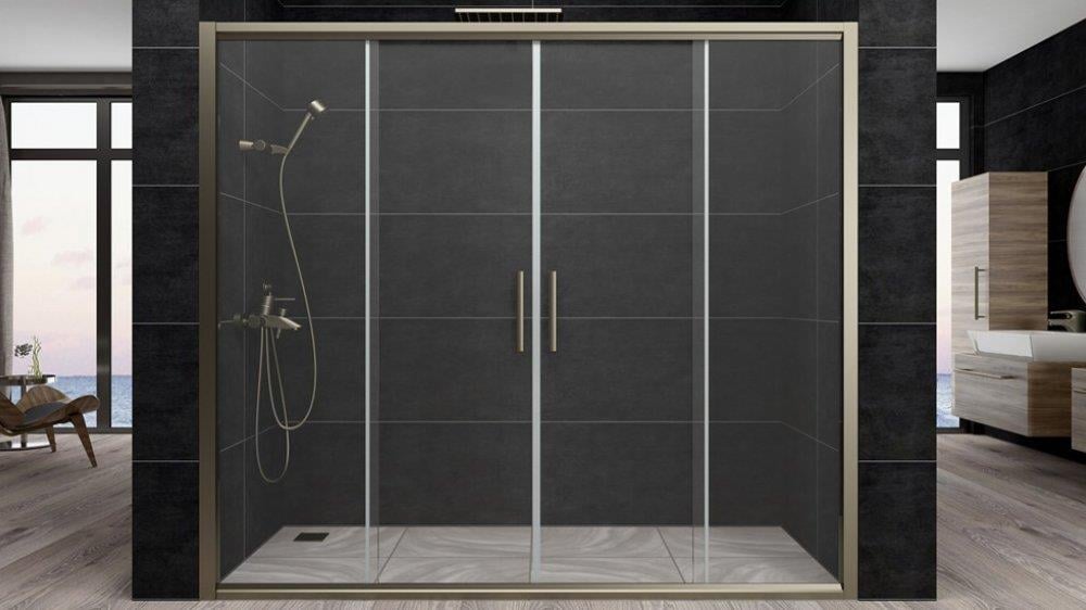 Aquanil Trend 6mm İki Duvar Arası Bronz Profil Şeffaf Cam Duşakabin 150-175cm Arası resmi